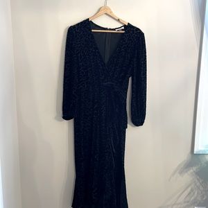 Women’s Calvin Klein Black Dress, with tone on tone animal print detail, size 12